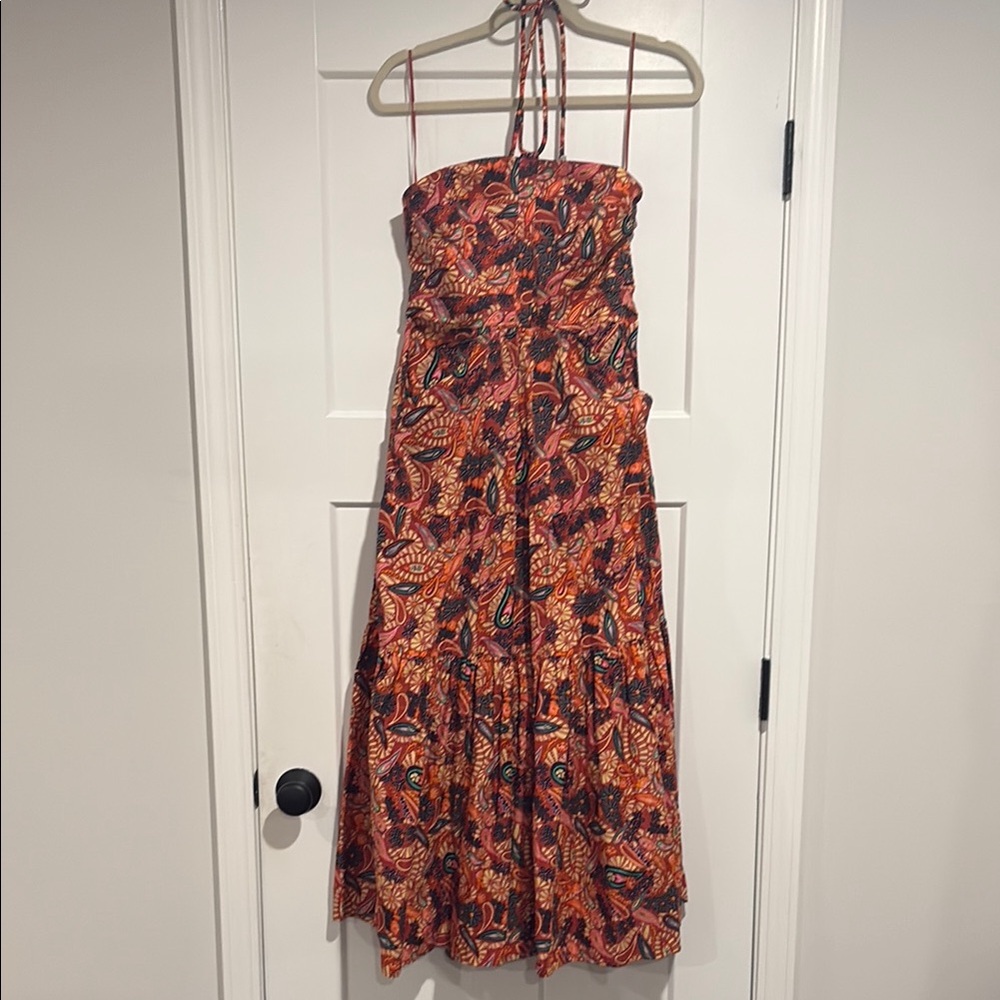 Bohemian Tie Halter Neck Maxi Dress - Multicolor